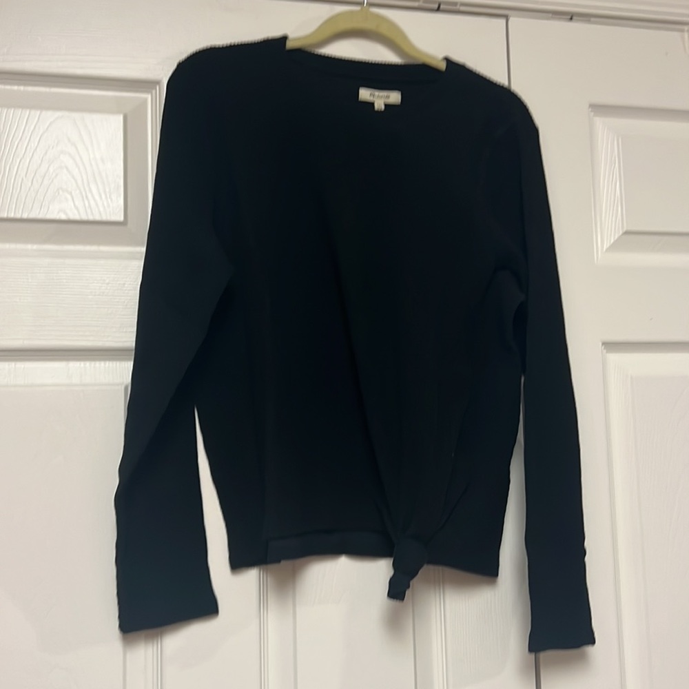 NWT Madewell Elwood Knot Front Top black long sleeve XXL 18 - Picture 4 of 7